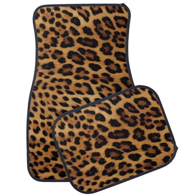 Brown Black Leopard Car Floor Mat (Set)