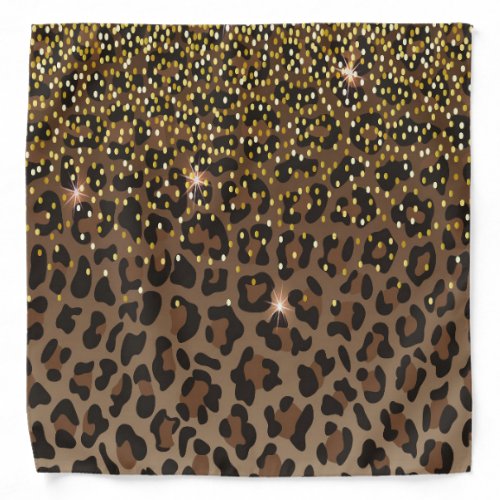 Brown black leopard gold confetti bandana