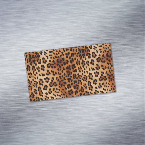 Brown Black Leopard Print Business Card Magnet