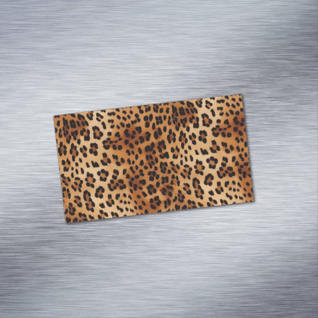 Brown Black Leopard Print Business Card Magnet (In Situ)