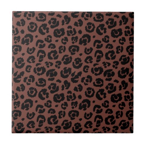 Brown Black Leopard Print Ceramic Tile