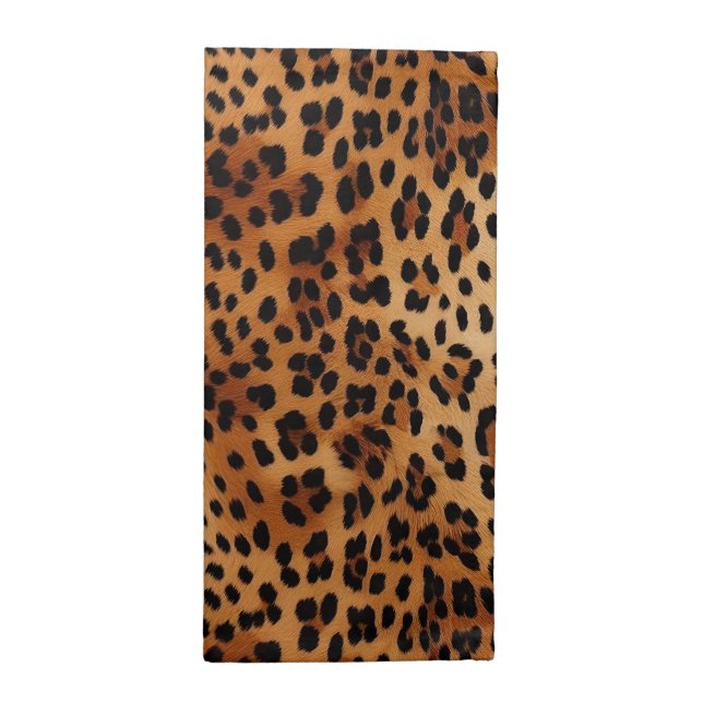 Brown Black Leopard Print Cloth Napkin (Half Fold)