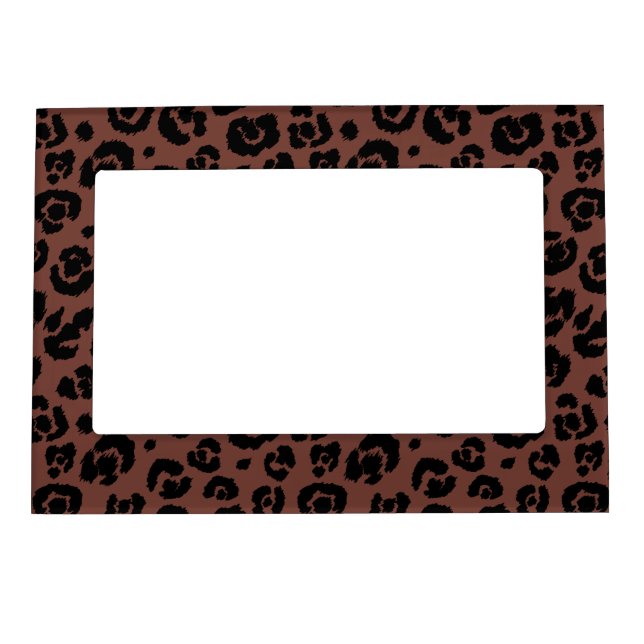 Brown Black Leopard Print Magnetic Photo Frame (Front)