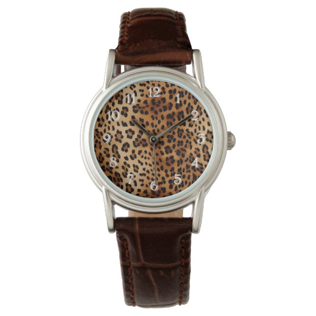 Brown Black Leopard Print Watch (Front)