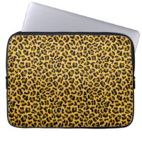 Brown black leopard skin pattern laptop sleeve