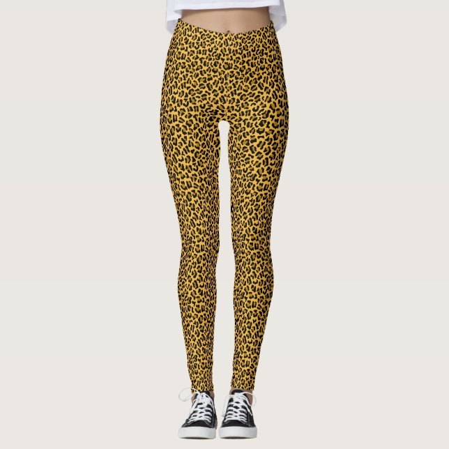 Brown black leopard skin pattern leggings (Front)