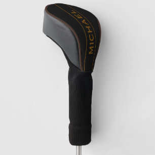 Brown &black Monogram and Name Personalized Golf Head Cover