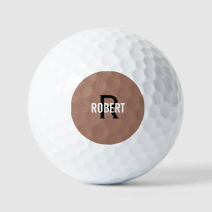 Brown black monogram name golf balls