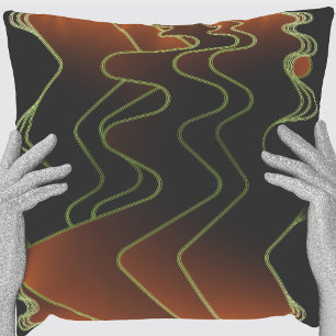 Brown Black Optic Waves Throw Pillow