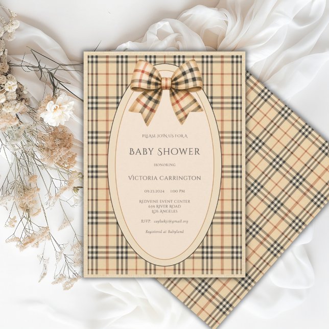 Brown Black Plaid Bear Baby Shower Invitation (Creator Uploaded)