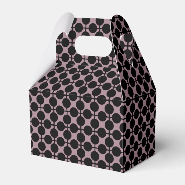 brown black polka dot check pattern fashion favor boxes (Front Side)