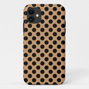 Brown Black Polka Dots Iphone 11 Case by stdjura at Zazzle