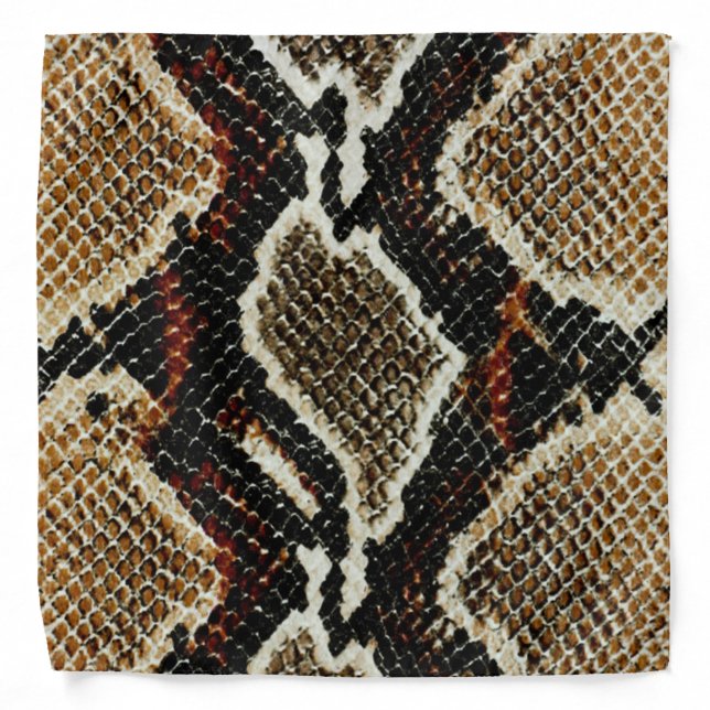 brown black red animal print snake skin bandana (Front)