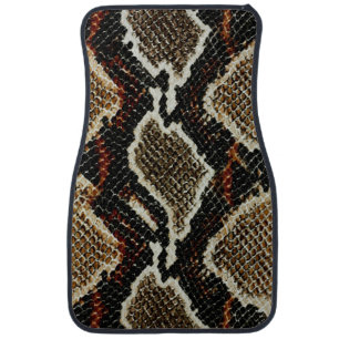 brown black red animal print snake skin car floor mat