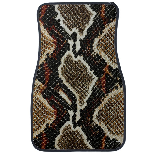 brown black red animal print snake skin car floor mat (Front)