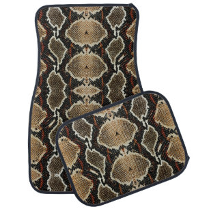 brown black red animal print snake skin car floor mat