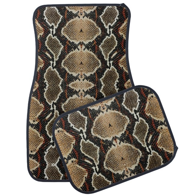 brown black red animal print snake skin car floor mat (Set)