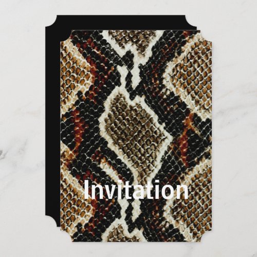 brown black red animal print snake skin invitation