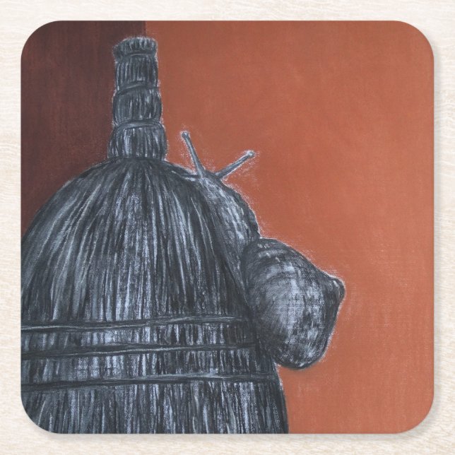 Brown Black Rustic Art  Custom Square Coasters (Front)