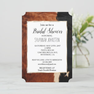 Brown Black Southwest Cowgirl Cowhide Invitation