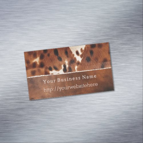 Brown Black Southwest Cowhide Business Card Magnet