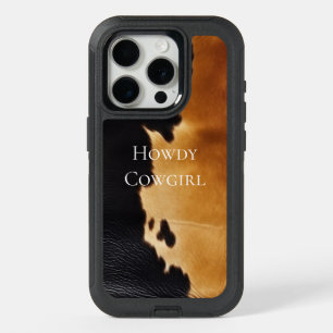 Brown Black Southwest Cowhide iPhone 15 Pro Case