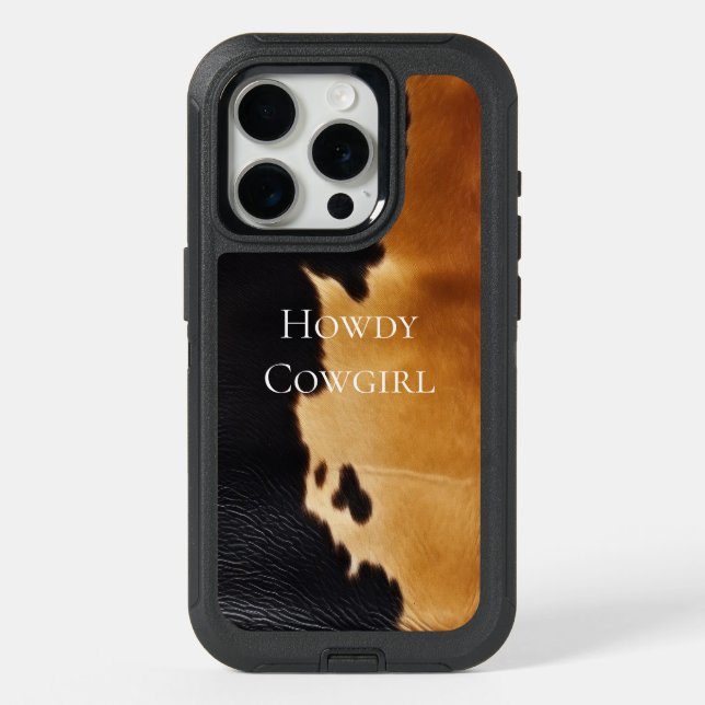 Brown Black Southwest Cowhide iPhone 15 Pro Case (Back)