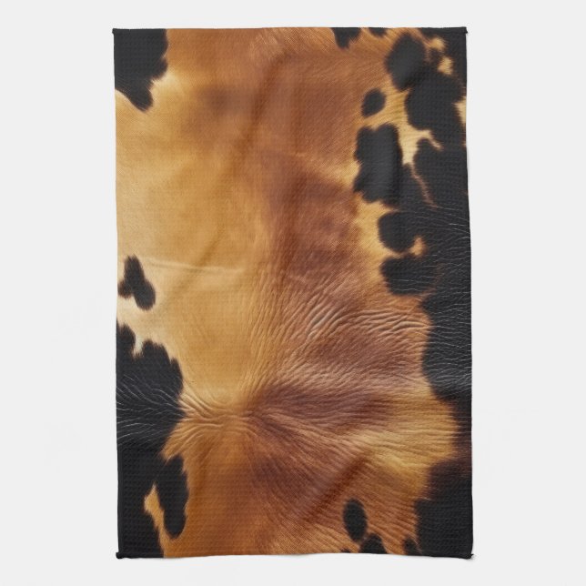 Brown Black Southwest Cowhide Kitchen Towel (Vertical)
