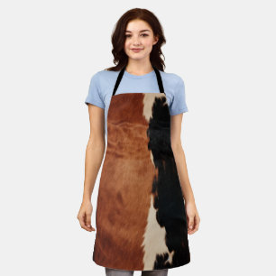 Brown Black Southwest Faux Cowhide Apron