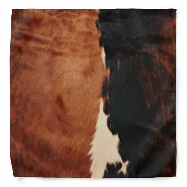 Brown Black Southwest Faux Cowhide Bandana (Front)