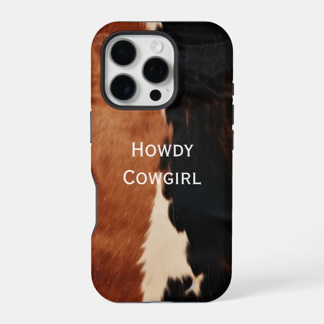 Brown Black Southwest Faux Cowhide iPhone Case (Back)