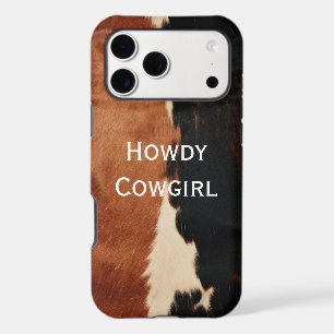 Brown Black Southwest Faux Cowhide iPhone 17 Pro Max Case