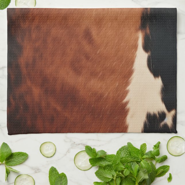 Brown Black Southwest Faux Cowhide Kitchen Towel (Folded)