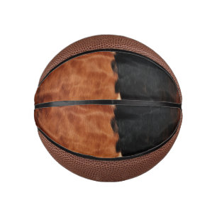 Brown Black Southwest Faux Cowhide Mini Basketball