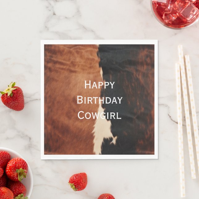 Brown Black Southwest Faux Cowhide Napkins (Insitu)