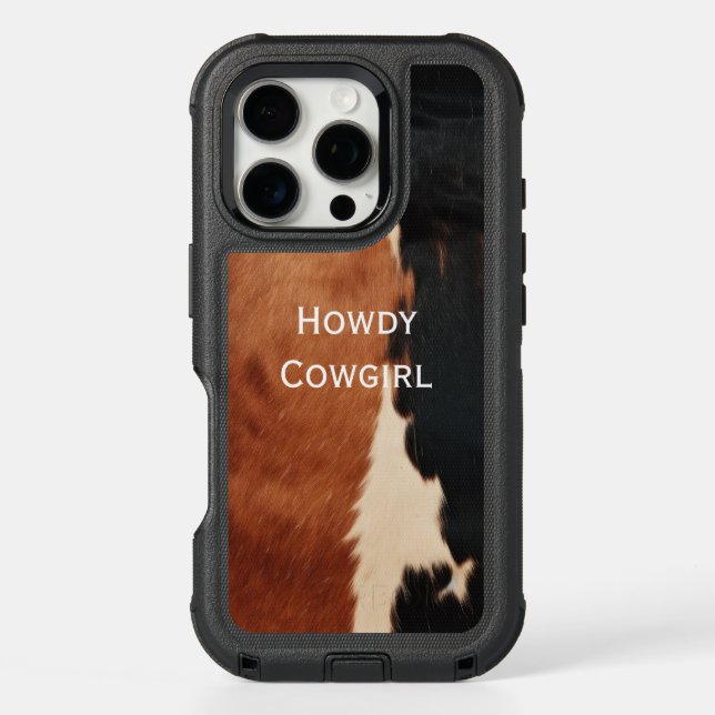 Brown Black Southwest Faux Cowhide Otterbox iPhone Case (Back)