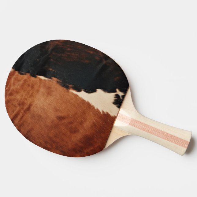 Brown Black Southwest Faux Cowhide Ping Pong Paddle (Side)