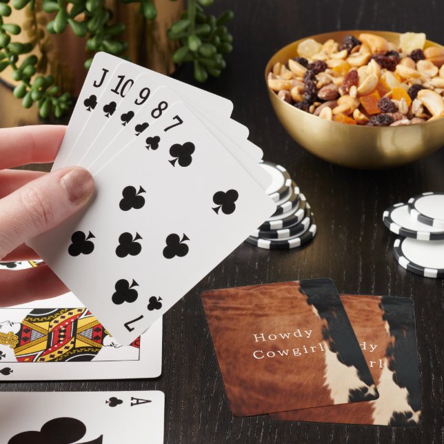 Brown Black Southwest Faux Cowhide Poker Cards (In Situ)