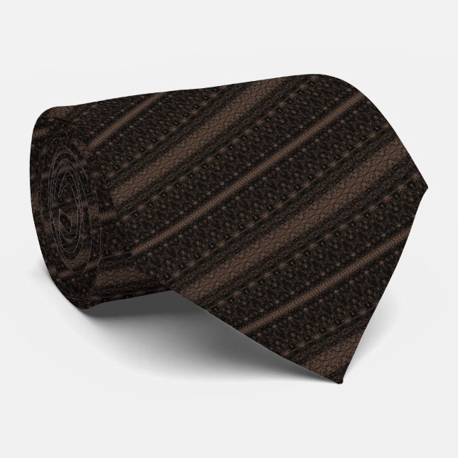 Brown & Black Striped Neck Tie (Rolled)
