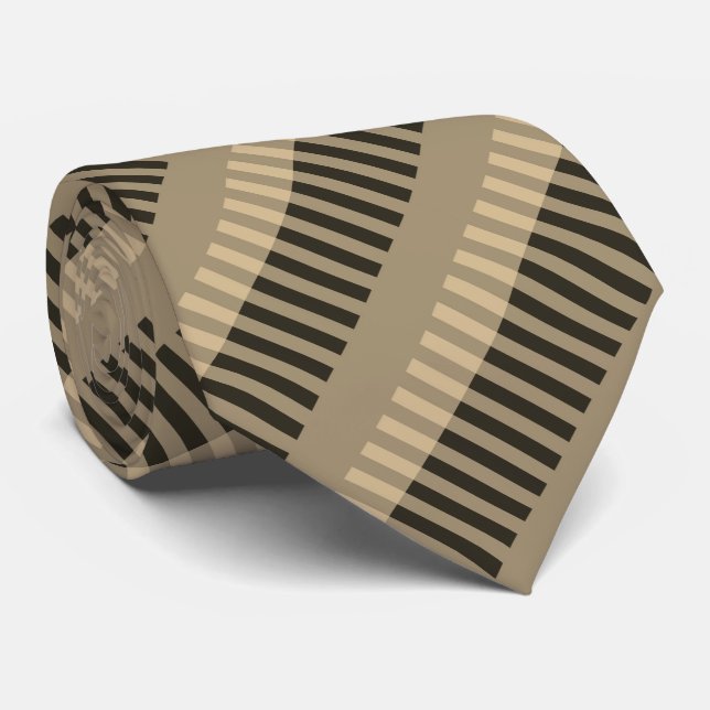 Brown Black Striped Pattern Neck Tie (Rolled)