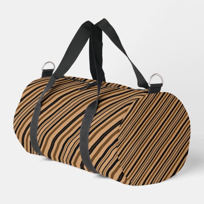 Brown Black Stripes Abstract Pattern Duffel Bag