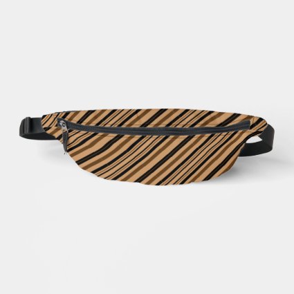 Brown Black Stripes Abstract Pattern Fanny Pack