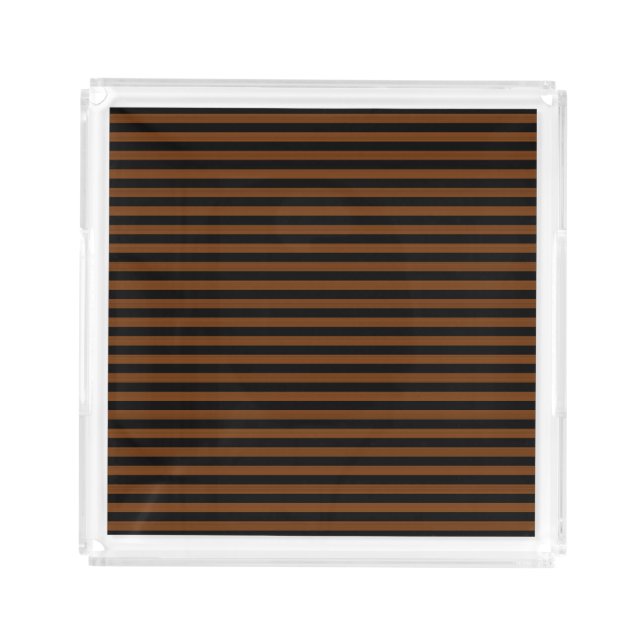 Brown Black Stripes Seamless Pattern Acrylic Tray (Front)