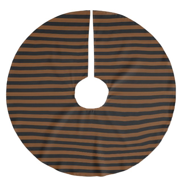 Brown Black Stripes Seamless Pattern Brushed Polyester Tree Skirt (Front)