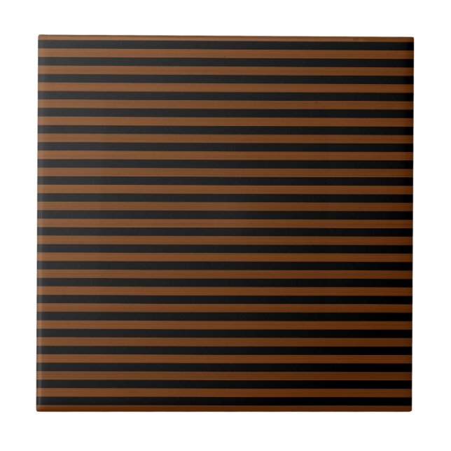 Brown Black Stripes Seamless Pattern Ceramic Tile (Front)