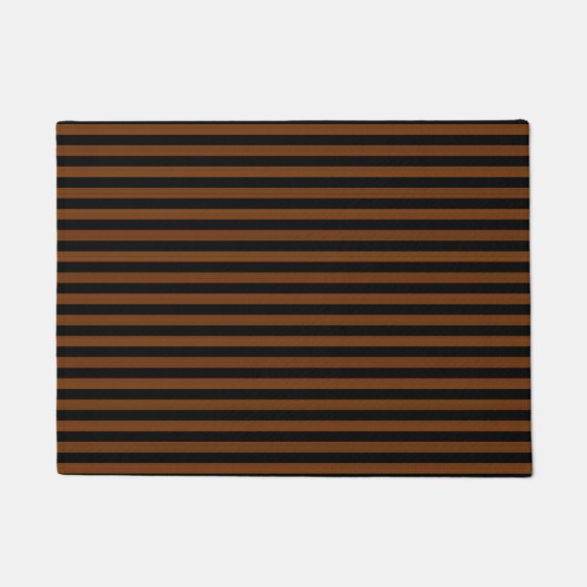 Brown Black Stripes Seamless Pattern Doormat (Front)