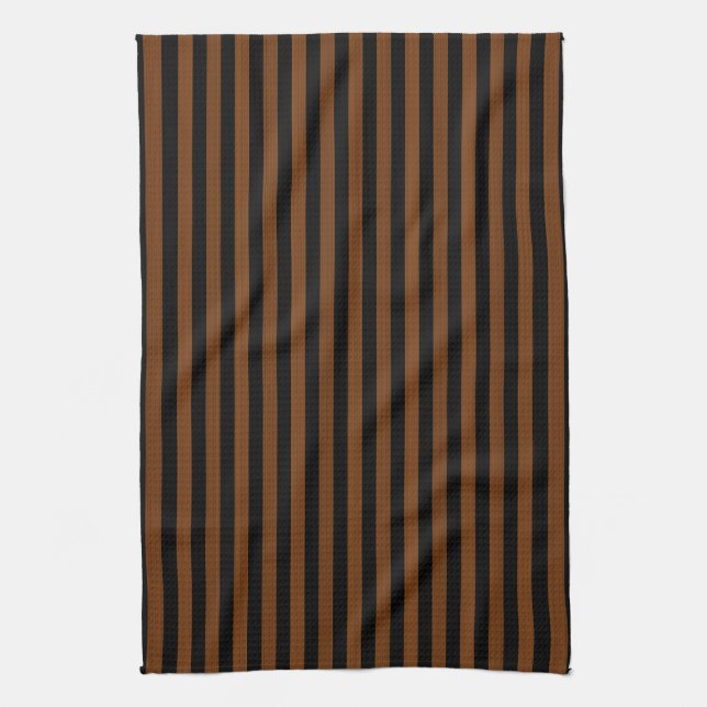 Brown Black Stripes Seamless Pattern Kitchen Towel (Vertical)