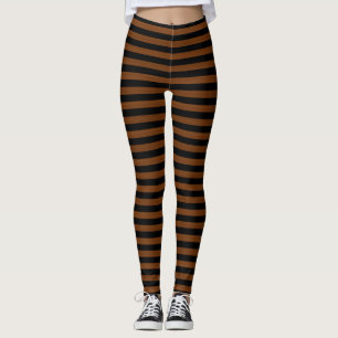 Brown Black Stripes Seamless Pattern Leggings