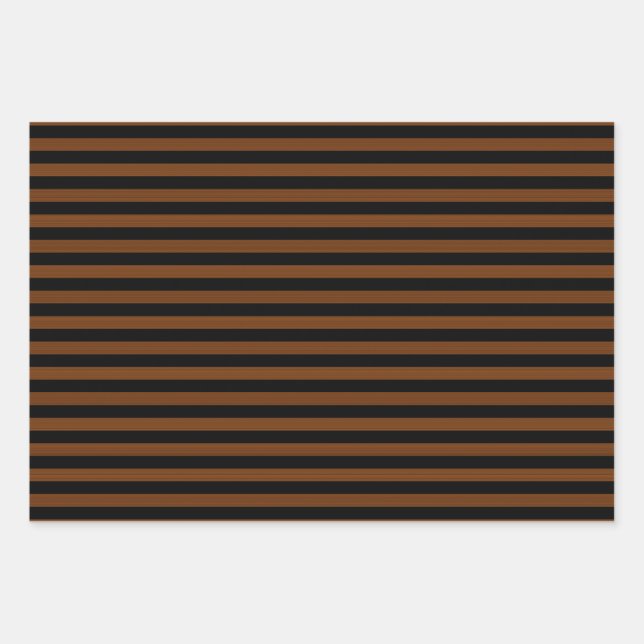 Brown Black Stripes Seamless Pattern Wrapping Paper Sheets (Front)