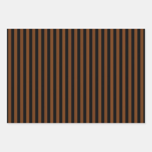 brown Black Stripes Seamless Pattern Wrapping Paper Sheets (Front)